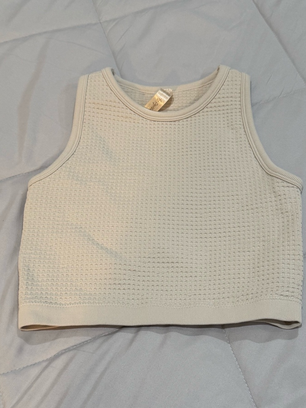 Womens or juniors Cream Waffle-Knit Cropped Tank Top